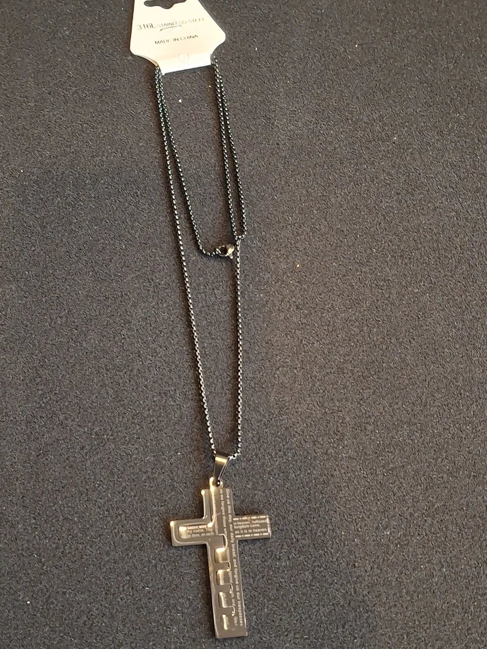 Prayer Cross Pendant Necklace in Black